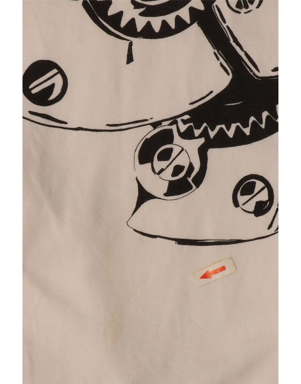 VINTAGE Muški džemper s kratkim izrezom s patentnim zatvaračem 2XL, bijeli pamuk