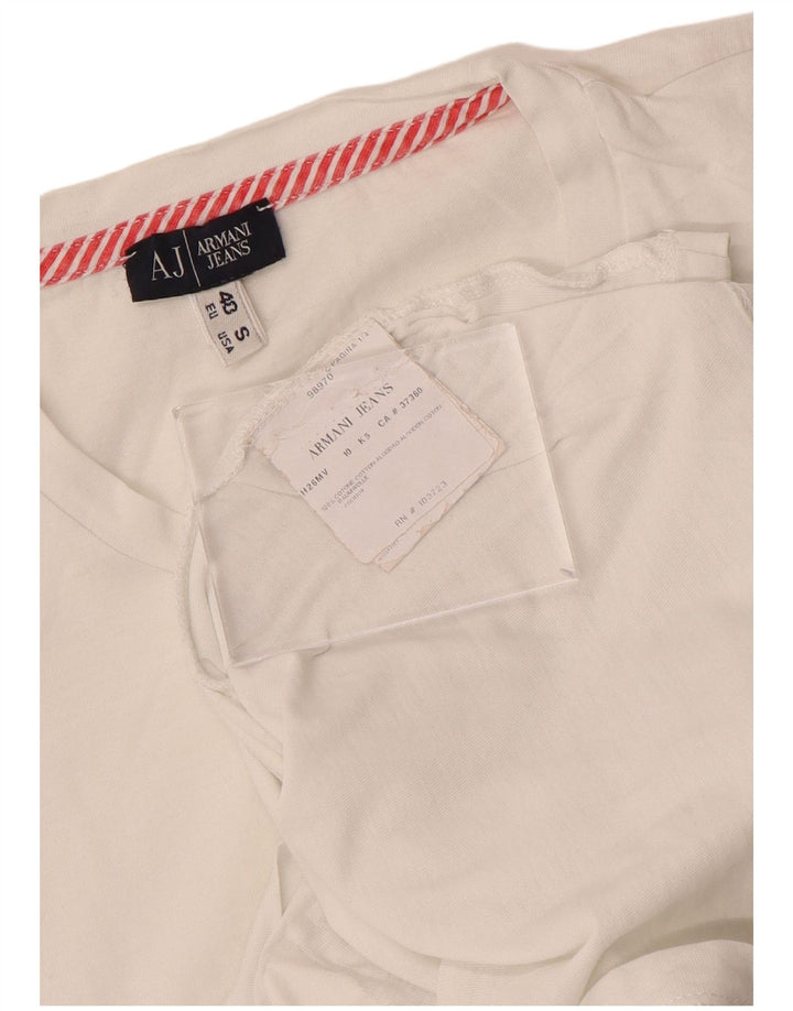 ARMANI JEANS Ženska majica kratkih rukava EU 40 Srednje bijeli pamuk