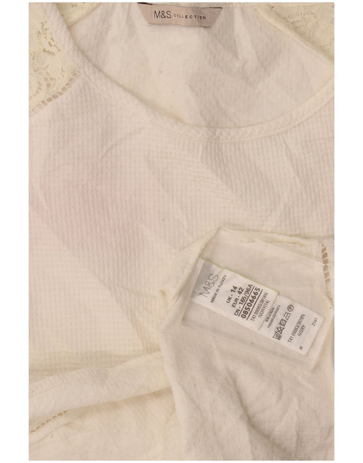 Marks & Spencer ženska majica s 3/4 rukavima UK 14 Veliki bijeli pamuk