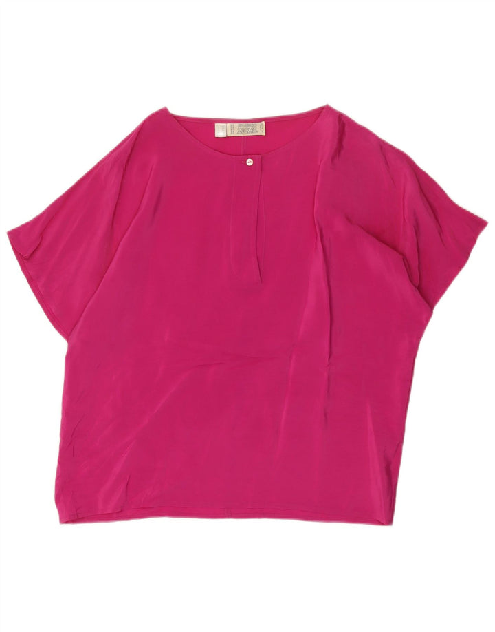 Franco Ziche Ženska prevelika bluza Top UK 8 Small Pink Acetate