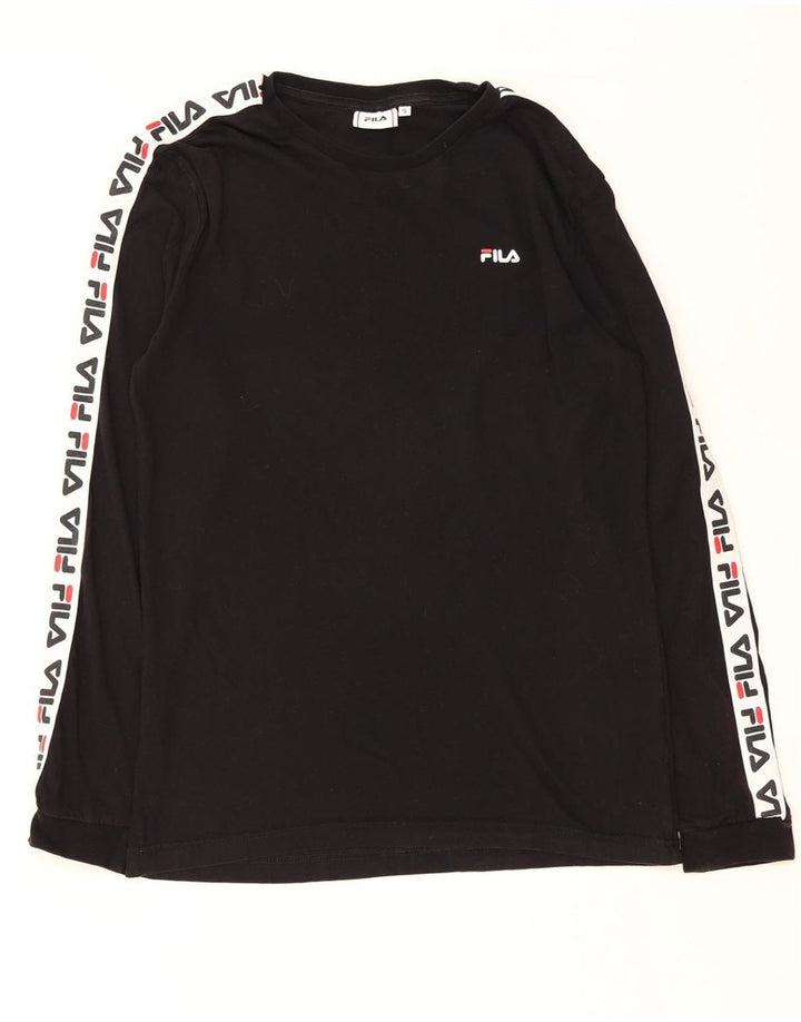 FILA Mens Graphic Top Long Sleeve Small Black Vintage Fila and Second-Hand Fila from Messina Hembry 