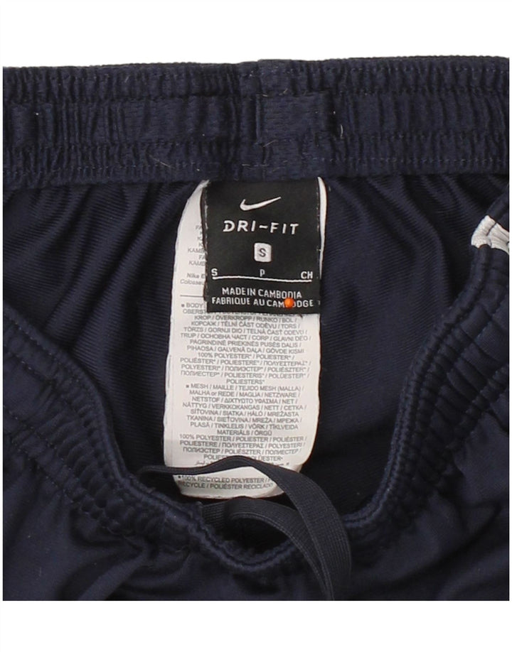 NIKE Mens Dri Fit Tracksuit Trousers Small Navy Blue Colourblock Polyester