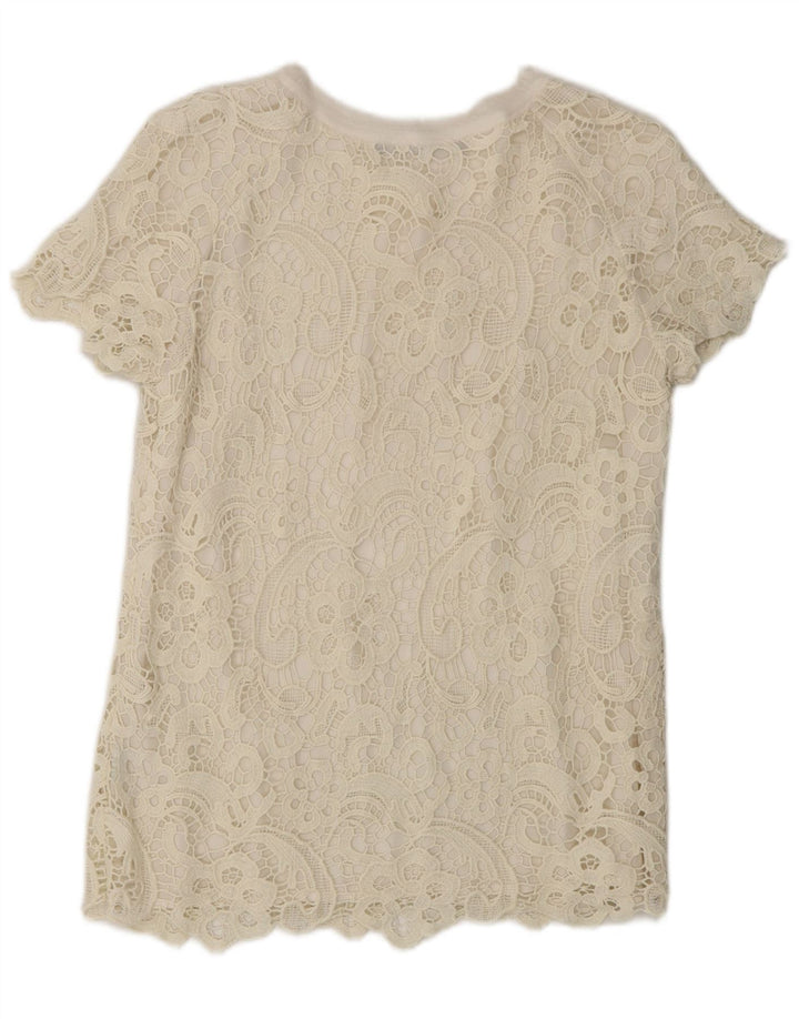 ZARA Womens Blouse Top UK 12 Medium Off White Floral