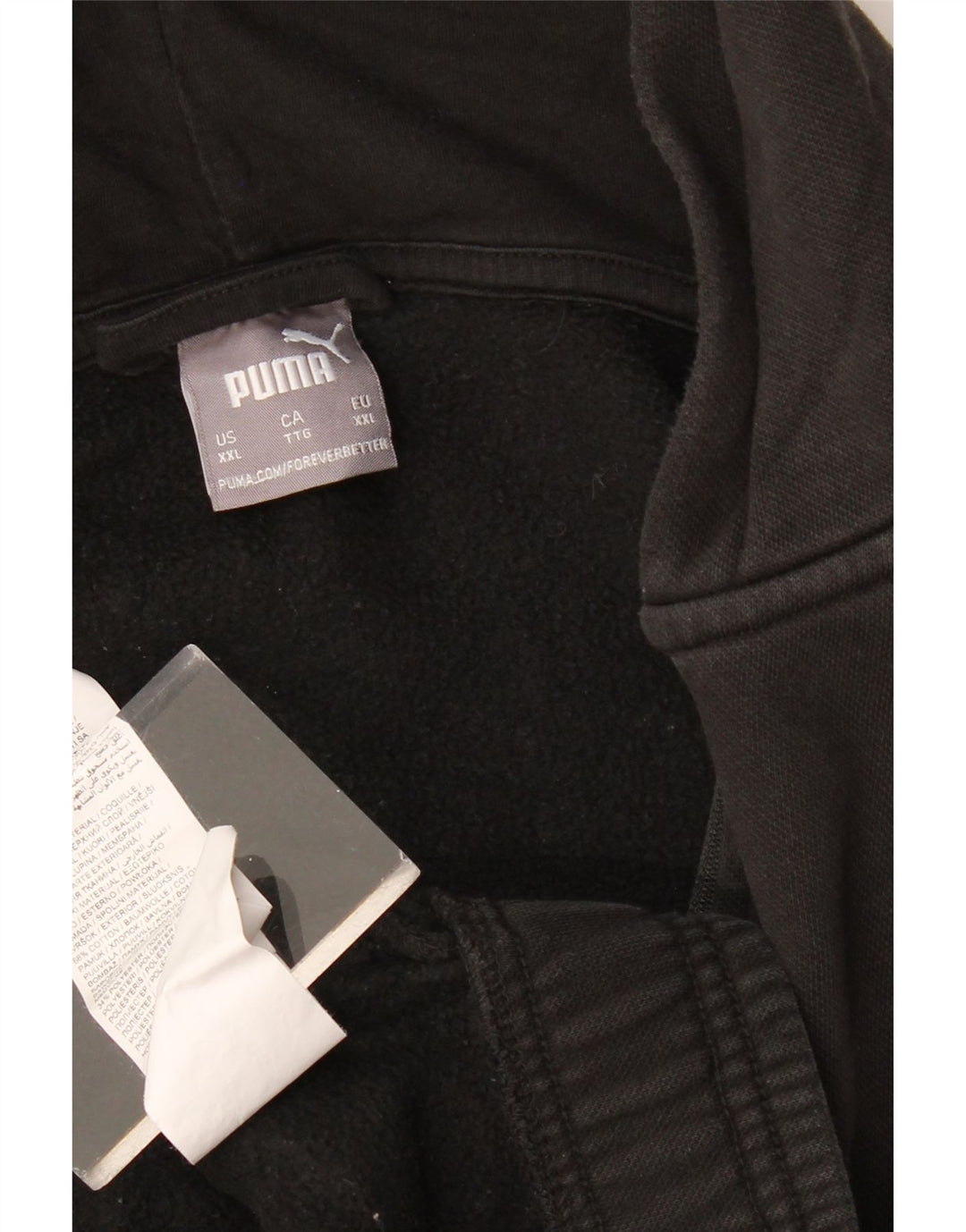 PUMA muški pulover s kapuljačom na patentni zatvarač 2XL crni pamuk u blokovima boja