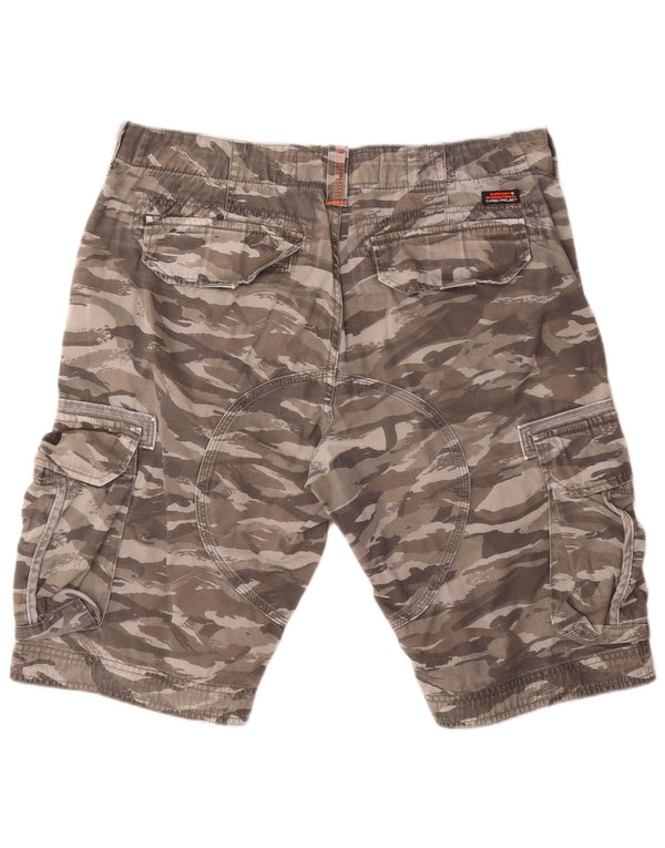 Superdry muške kargo kratke hlače Large W36 sivi kamuflažni pamuk