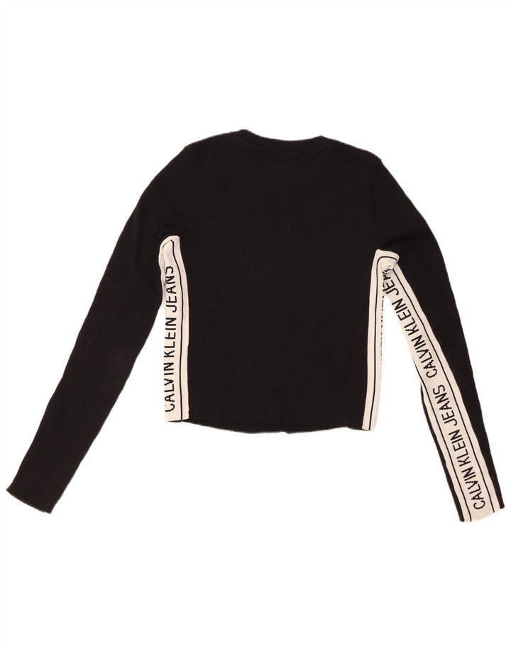 CALVIN KLEIN JEANS Ženska majica dugih rukava s grafikom UK 10 Mala crna
