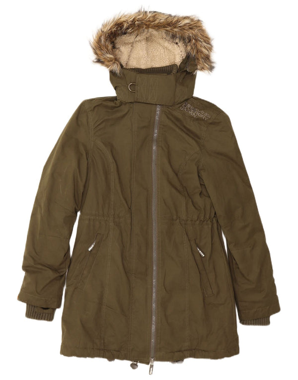 Superdry ženska jakna parka s kapuljačom UK 14 veliki zeleni poliester