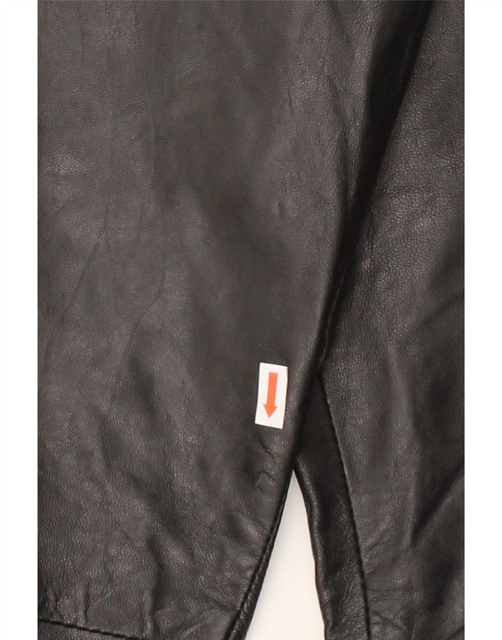 VINTAGE Womens Straight Trousers IT 44 Medium W29 L33 Black Leather Vintage Vintage and Second-Hand Vintage from Messina Hembry 