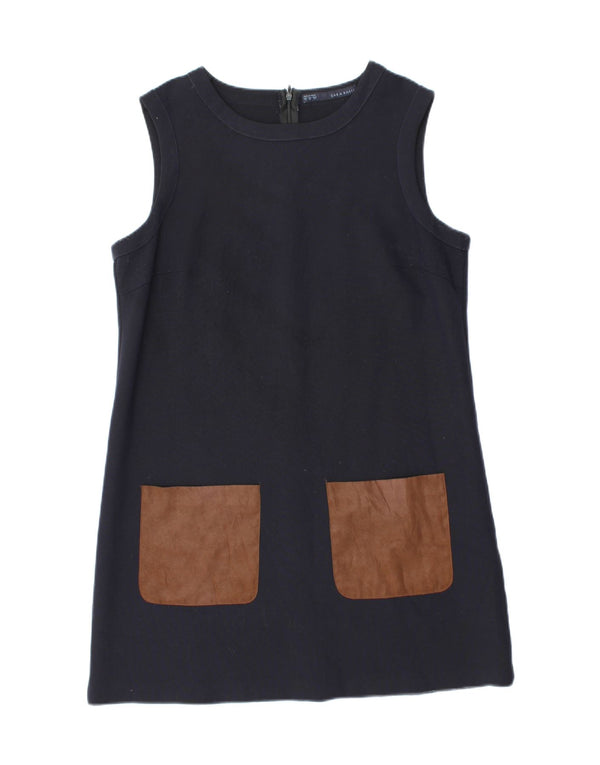 Zara ženska duga haljina bez rukava UK 18 XL tamnoplavi poliester