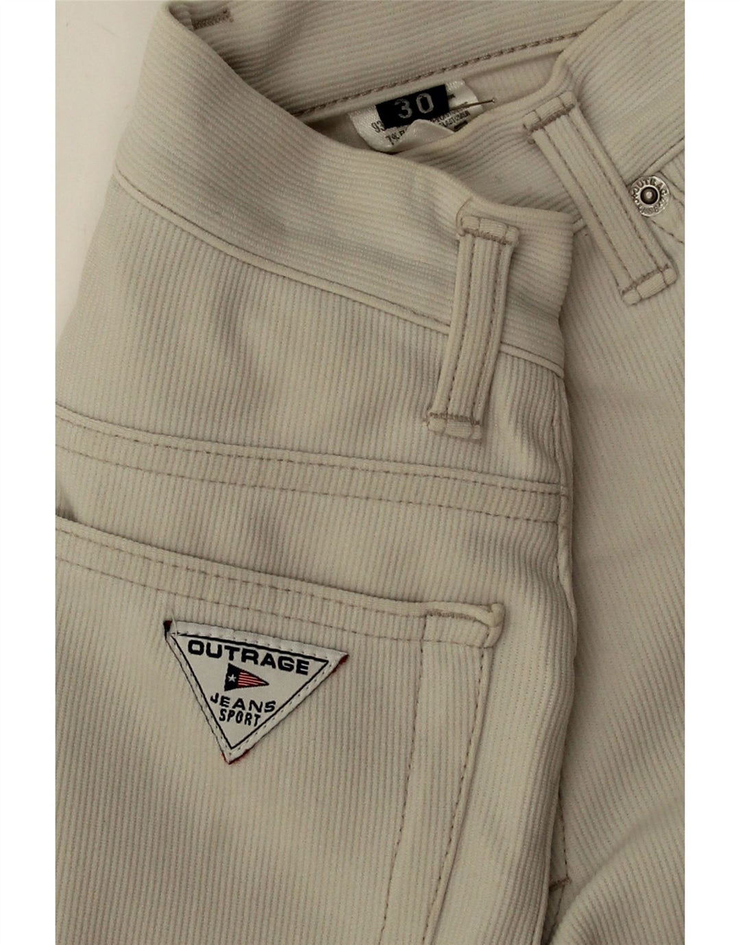 OUTRAGE Womens Straight Casual Trousers W30 L29 Beige Polyamide Vintage Outrage and Second-Hand Outrage from Messina Hembry 