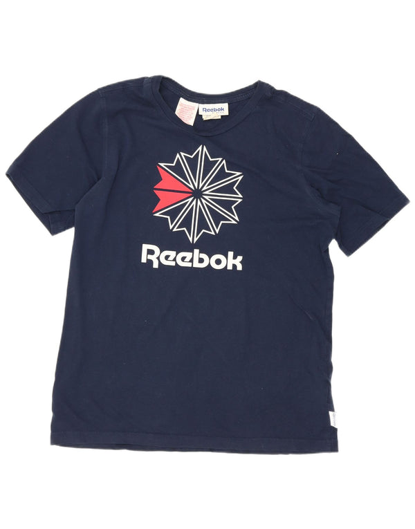 Reebok Boys Graphic T-Shirt Top 13-14 Years Navy Blue Pamuk