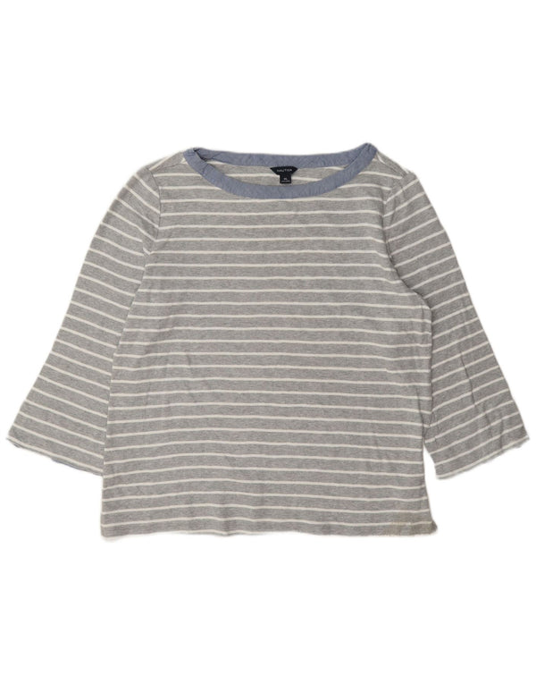 Nautica Ženska majica s 3/4 rukavima UK 18 XL Pamuk na sive pruge