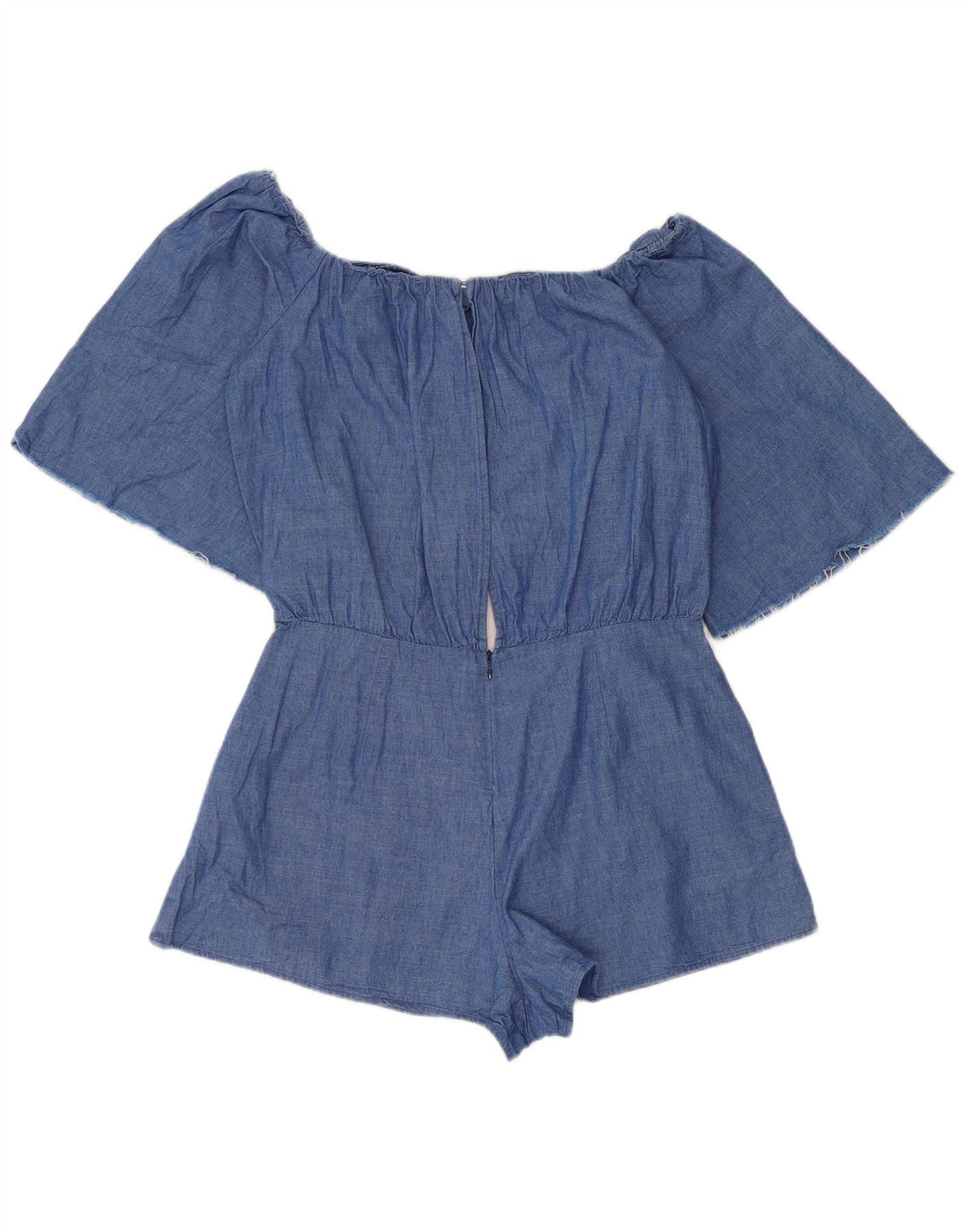 ZARA Womens Off Shoulder Playsuit UK 12 Medium  Blue Cotton