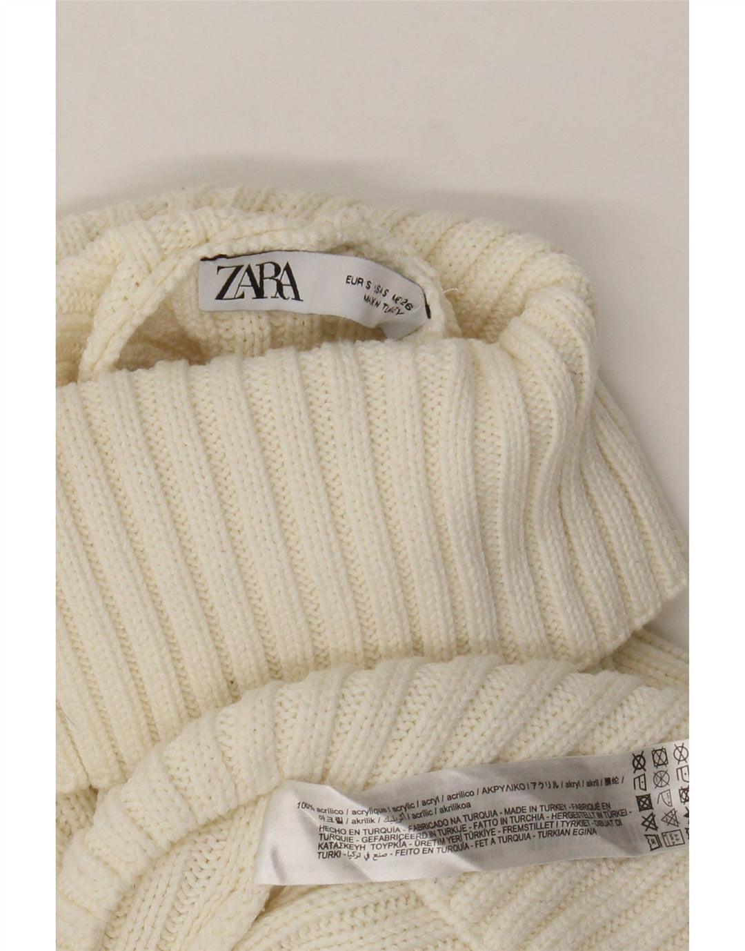 Zara ženski kratki kratki pulover s rol izrezom UK 10 Mali bijeli