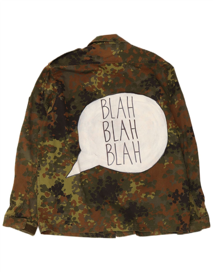 VINTAGE muška grafička vojna jakna UK 36 Mala kaki kamuflažna