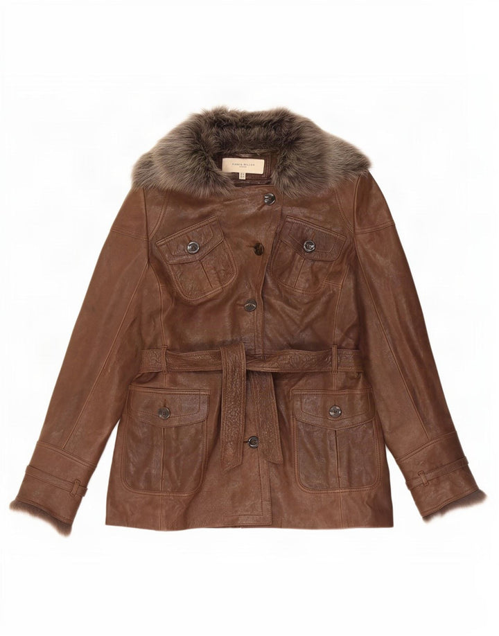 Ženska kožna jakna Karen Millen UK 12 Srednje smeđa