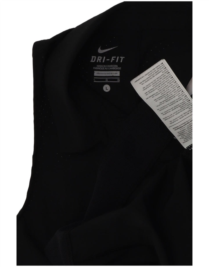 NIKE Ženski Dri Fit Vest Top UK 16 Veliki crni poliester