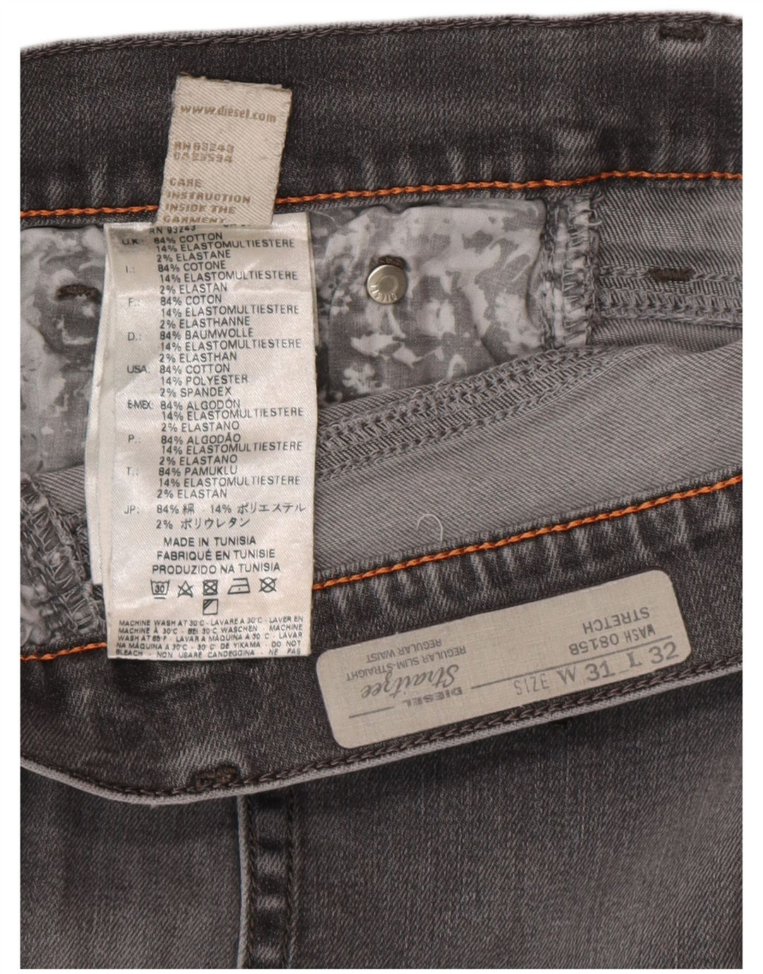 Diesel Ženske Regular Slim Straight Traperice W31 L32 Sivi pamuk