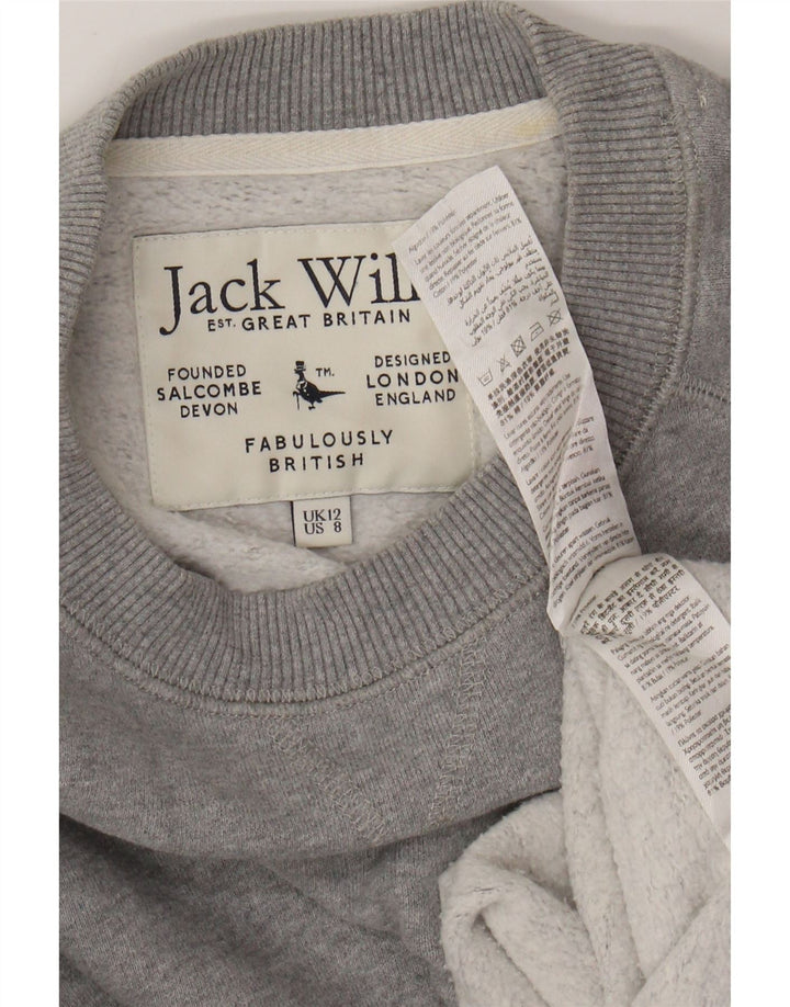 JACK WILLS Ženska prekomjerna majica s kratkim rukavima UK 12 srednje sivi pamuk