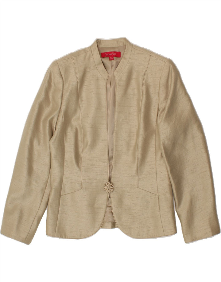 JAQUES VERT Womens 1 Button Blazer Jacket UK 16 Large Gold Viscose Vintage Jaques Vert and Second-Hand Jaques Vert from Messina Hembry 