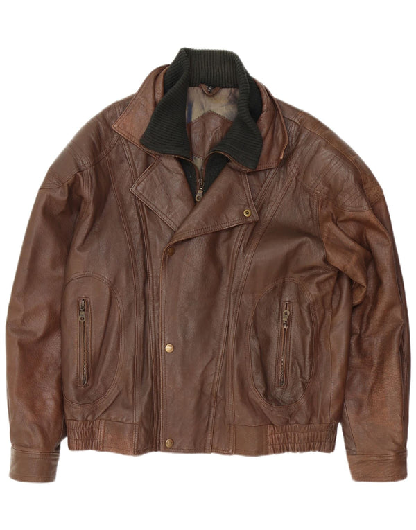 VINTAGE muška široka kožna jakna UK 34 XS smeđa koža