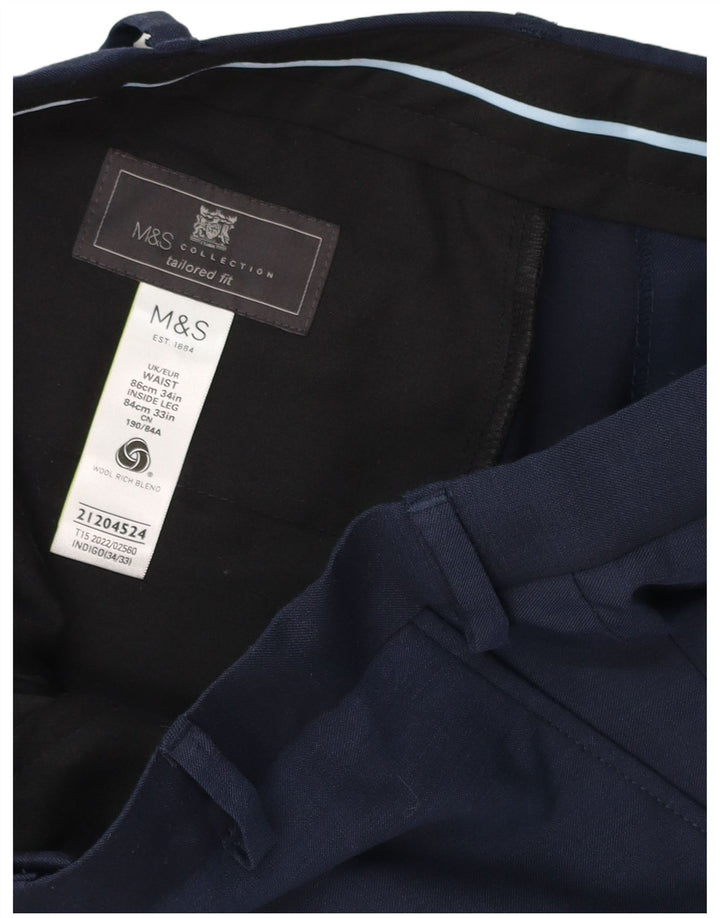Marks & Spencer muške hlače ravnog odijela W34 L33 Plave