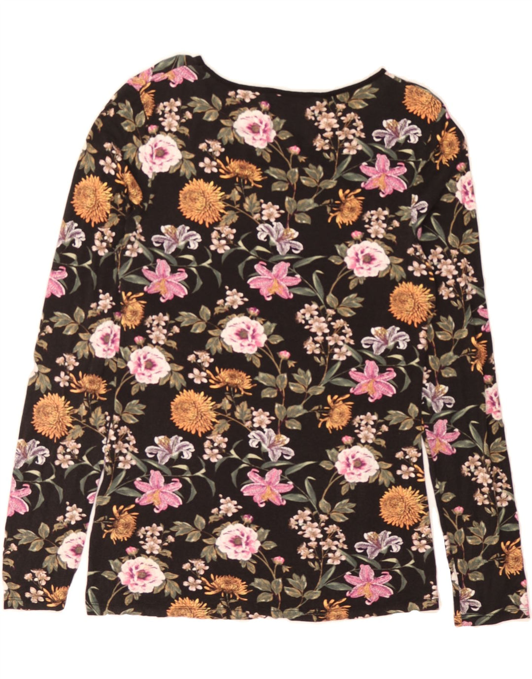 OASIS Womens Top Long Sleeve UK 12 Medium Black Floral Viscose Vintage Oasis and Second-Hand Oasis from Messina Hembry 