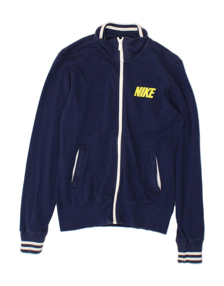 NIKE Womens Tracksuit Top Jacket UK 10 Small Navy Blue Cotton Vintage Nike and Second-Hand Nike from Messina Hembry 