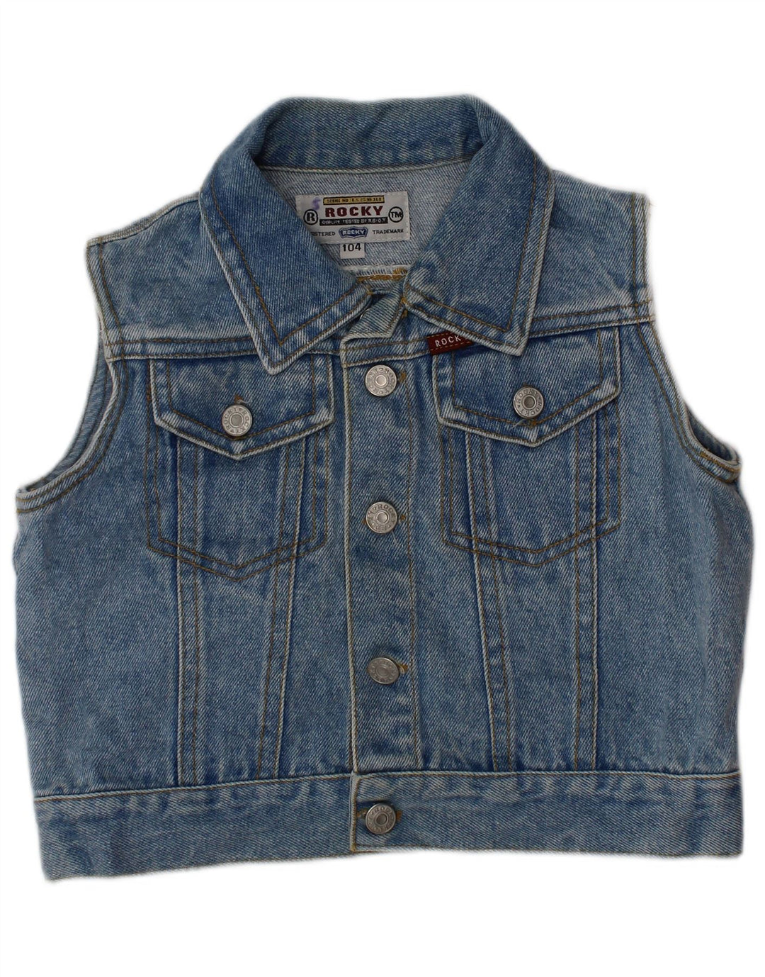 ROCKY Boys Denim Gilet 3-4 Years Blue Pamuk