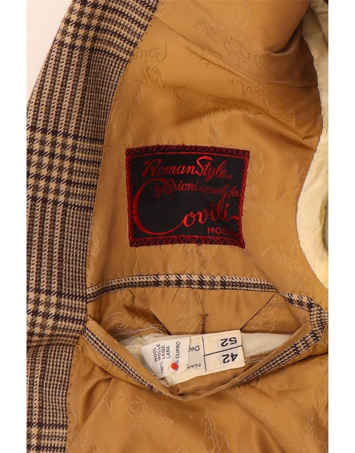 Vintage muška jakna sa 2 gumba UK 42 XL smeđa karirana vuna