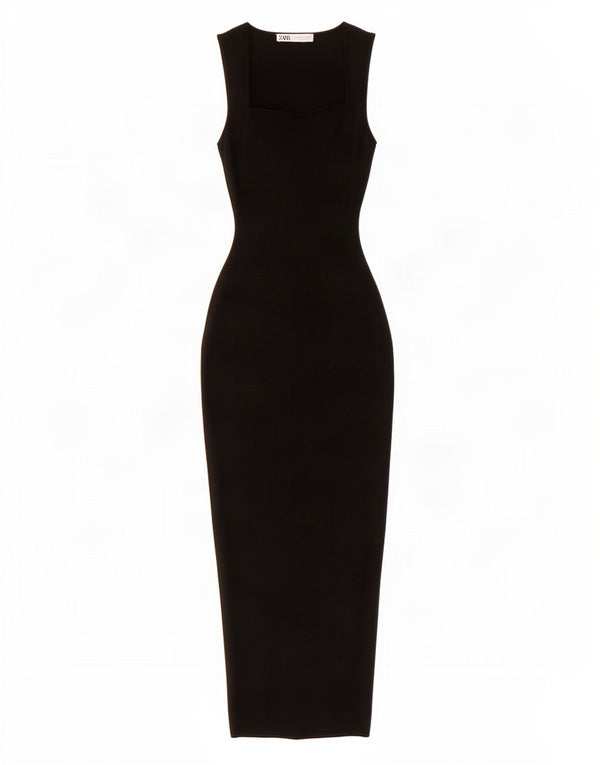 Zara Womens Sleeveless Maxi Dress UK 8 Small Black Viscose