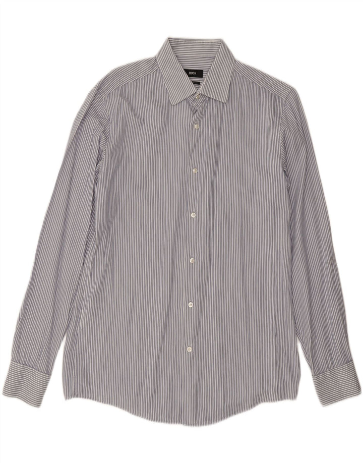 HUGO BOSS Mens Slim Fit Shirt Medium Blue Pinstripe Vintage Hugo Boss and Second-Hand Hugo Boss from Messina Hembry 