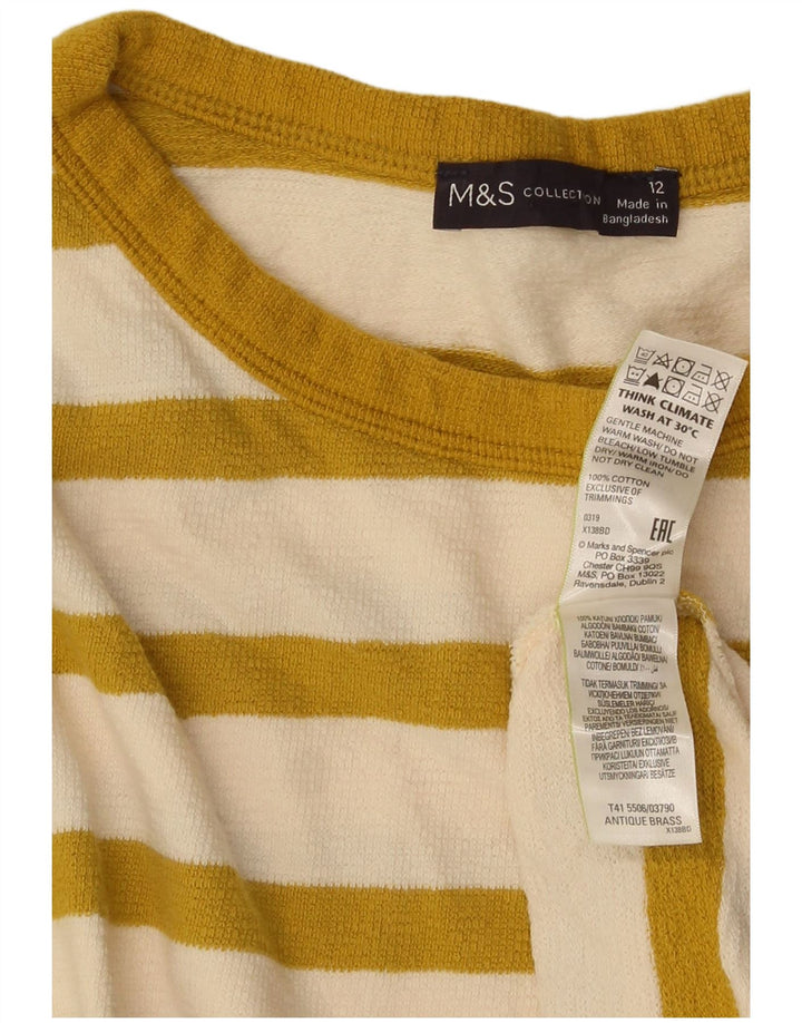 Ženska majica dugih rukava Marks & Spencer UK 12, pamuk na srednje žute pruge