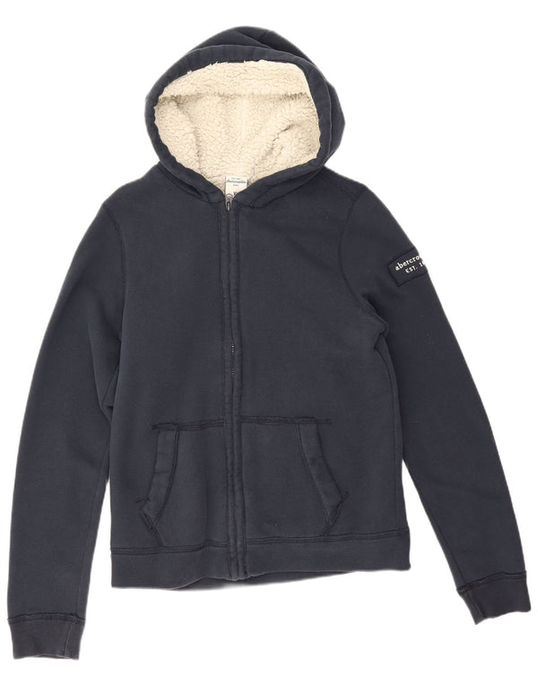 Abercrombie & Fitch pulover s kapuljačom s patentnim zatvaračem 13-14 godina XL tamnoplavi pamuk