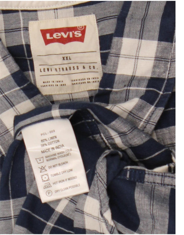 Levi's Mens Shirt 2XL Blue Check Linen