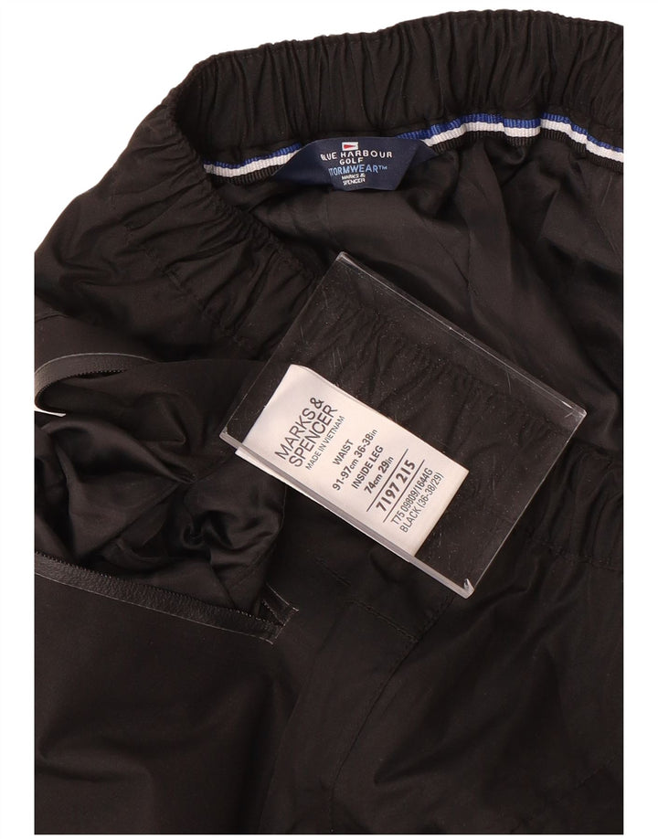 Marks & Spencer muške ravne ležerne hlače Blue Harbor W36 L28 crne