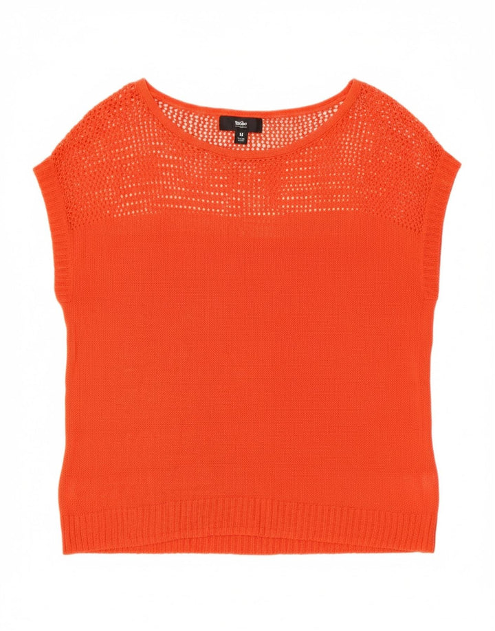 MOSSIMO Womens Short Sleeve Boat Neck Jumper Sweater UK 14 Medium Orange