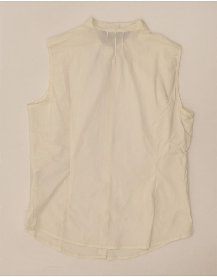 DOCKERS Womens Sleeveless Shirt UK 12 Medium Off White Cotton Vintage Dockers and Second-Hand Dockers from Messina Hembry 