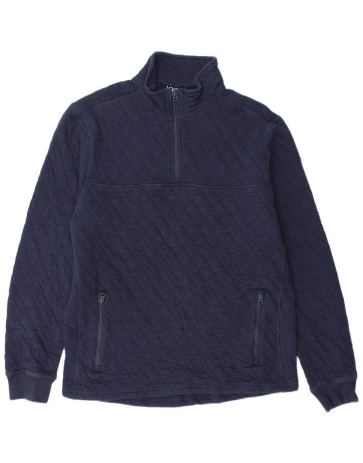 J. Crew muška majica s izrezom na patentni zatvarač Srednji tamnoplavi pamuk