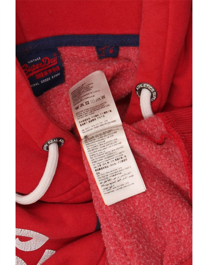 SUPERDRY muška majica s kapuljačom s kapuljačom, srednji crveni pamuk