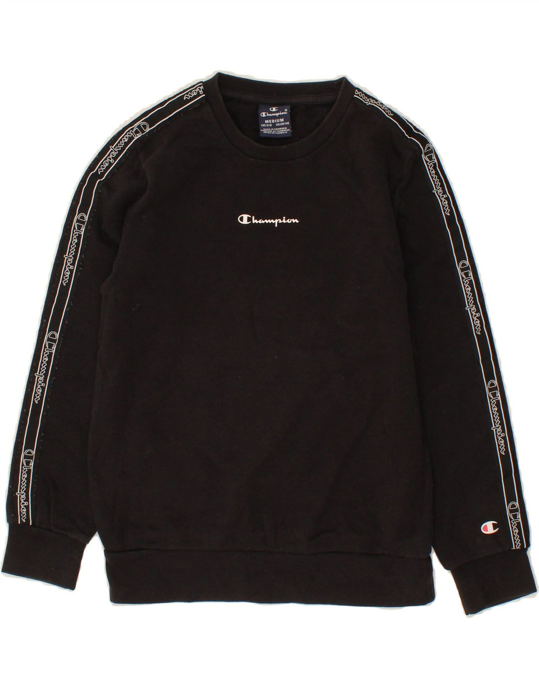 CHAMPION Boys Graphic Sweatshirt Jumper 9-10 Years Medium Black Cotton Vintage Champion and Second-Hand Champion from Messina Hembry 