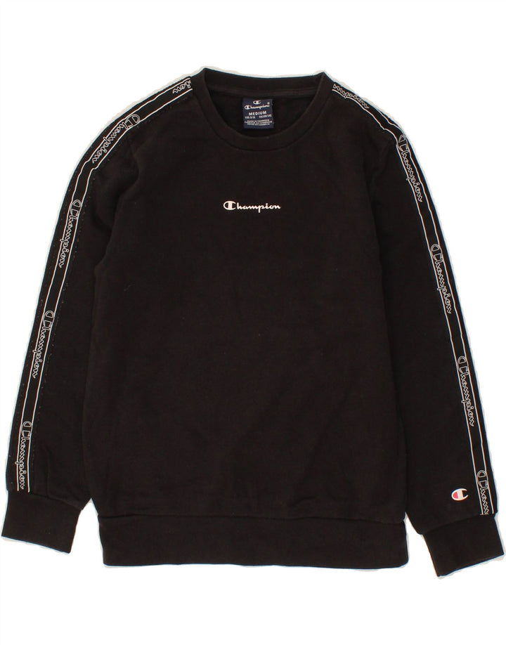 CHAMPION Boys Graphic Sweatshirt Jumper 9-10 Years Medium Black Cotton Vintage Champion and Second-Hand Champion from Messina Hembry 