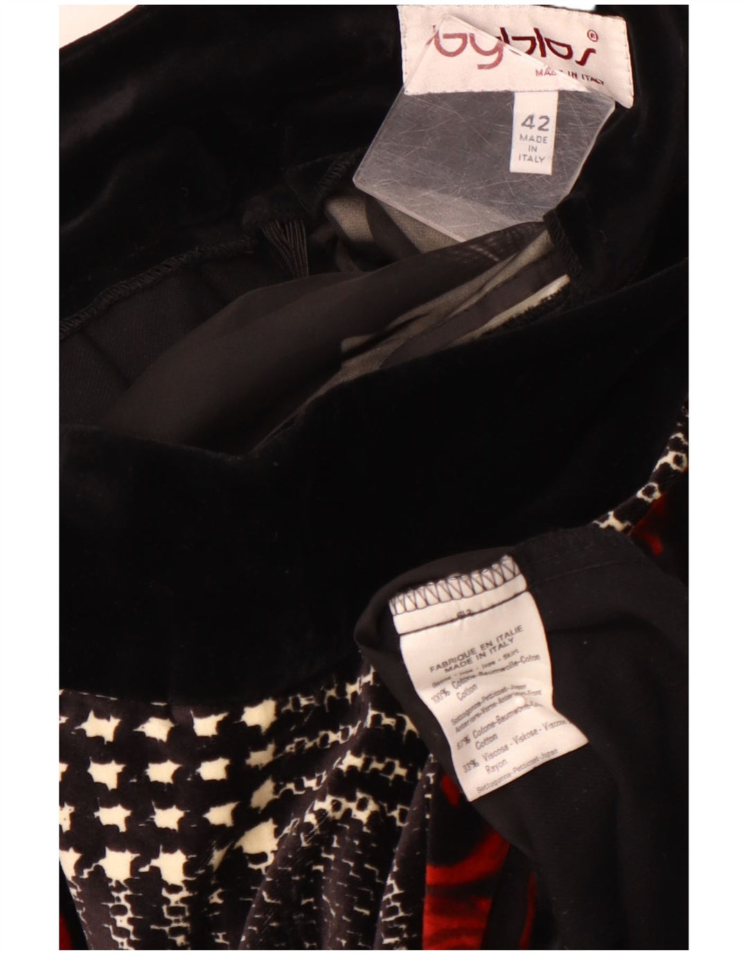 BYBLOS Ženska baršunasta suknja A-kroja IT 42 srednje W28 crni cvjetni pamuk