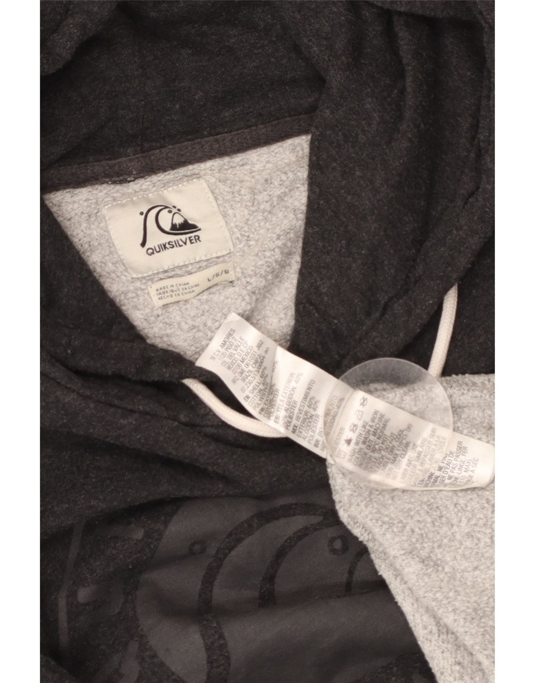 Quiksilver muška majica s kapuljačom s kapuljačom, veliki sivi pamuk