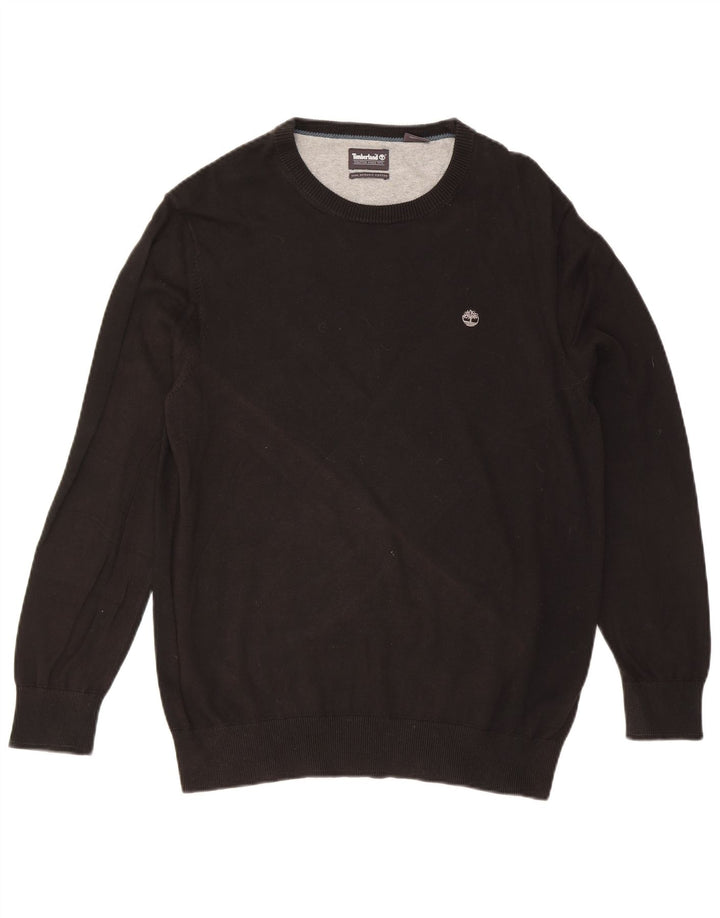 TIMBERLAND Mens Crew Neck Jumper Sweater Large Black Cotton