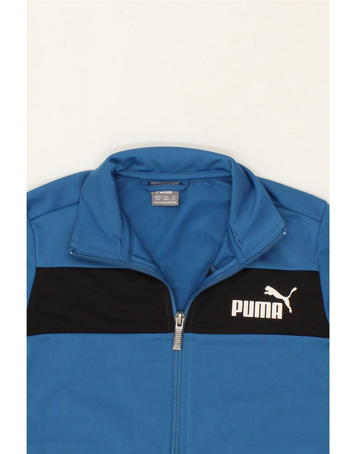 PUMA Boys Graphic Tracksuit Top Jacket 9-10 Years Blue Colourblock Vintage Puma and Second-Hand Puma from Messina Hembry 