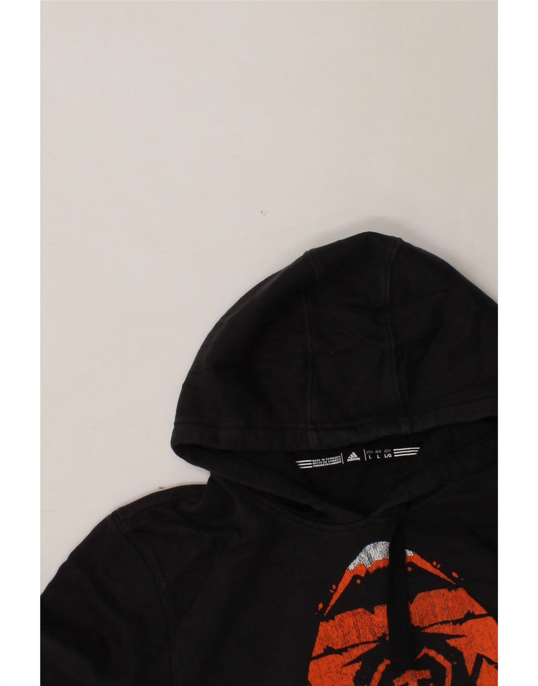 ADIDAS Mens Graphic Hoodie Jumper Large Black Vintage Adidas and Second-Hand Adidas from Messina Hembry 