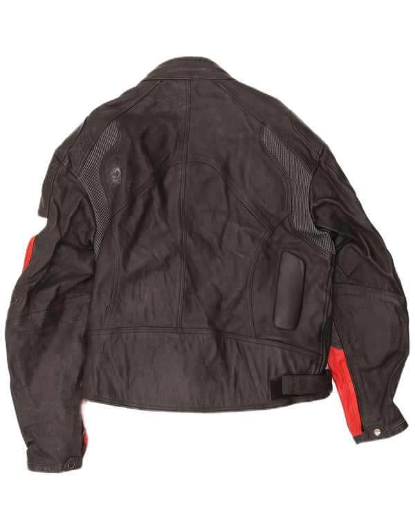 Vintage ženska kožna trkaća jakna UK 14 3XL Black Colourblock