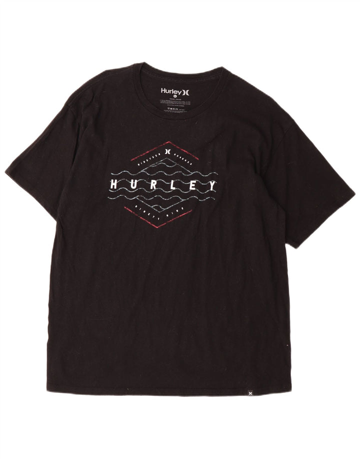 HURLEY Mens Graphic T-Shirt Top Large Black Cotton