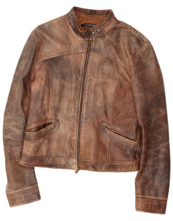 Vintage ženska kožna trkaća jakna IT 48 XL smeđa